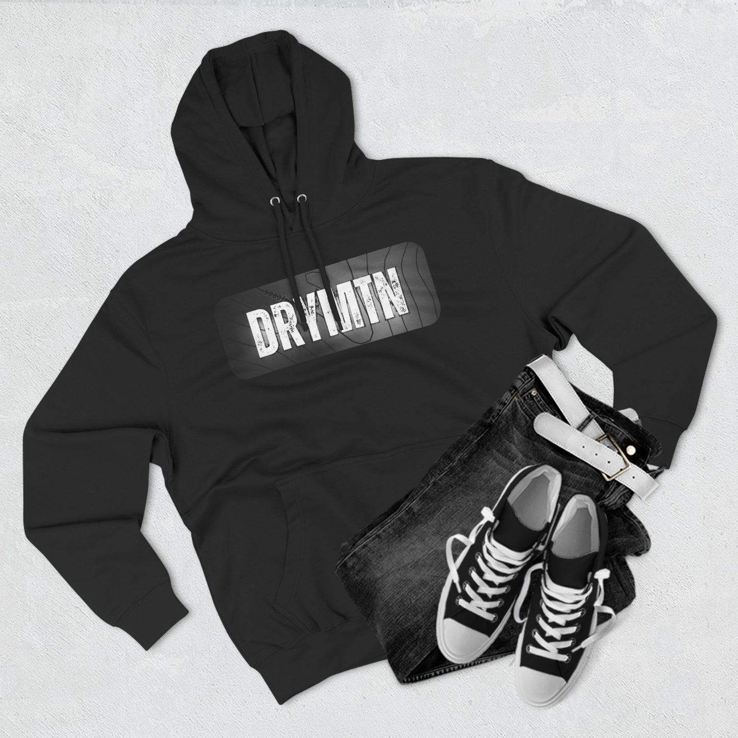 Fleece Hoodie Topographic Mountain Design