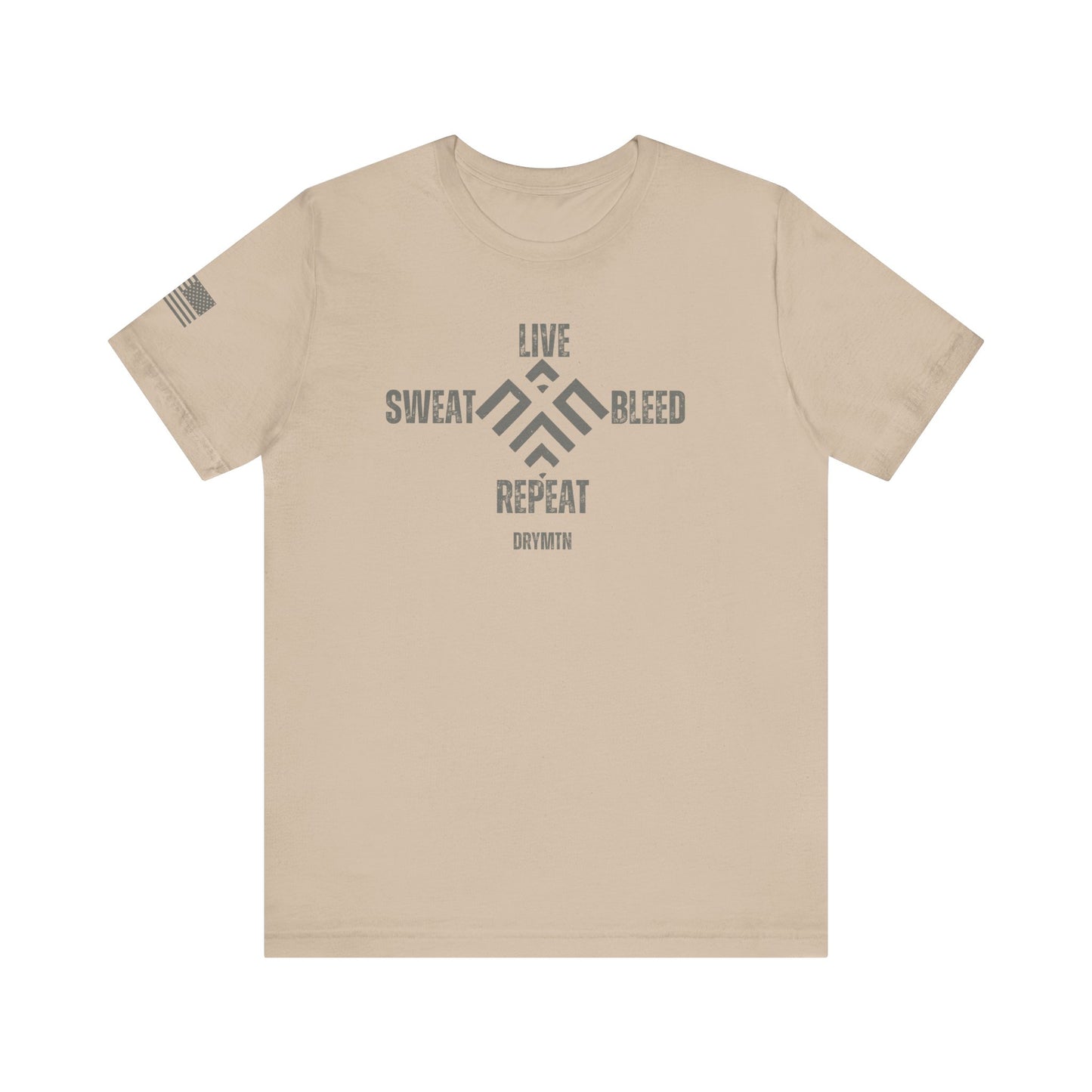 DryMtn Live. Sweat. Bleed. Repeat. Performance Jersey T-Shirt. Designed for Athletes, Hunters & Outdoor Warriors