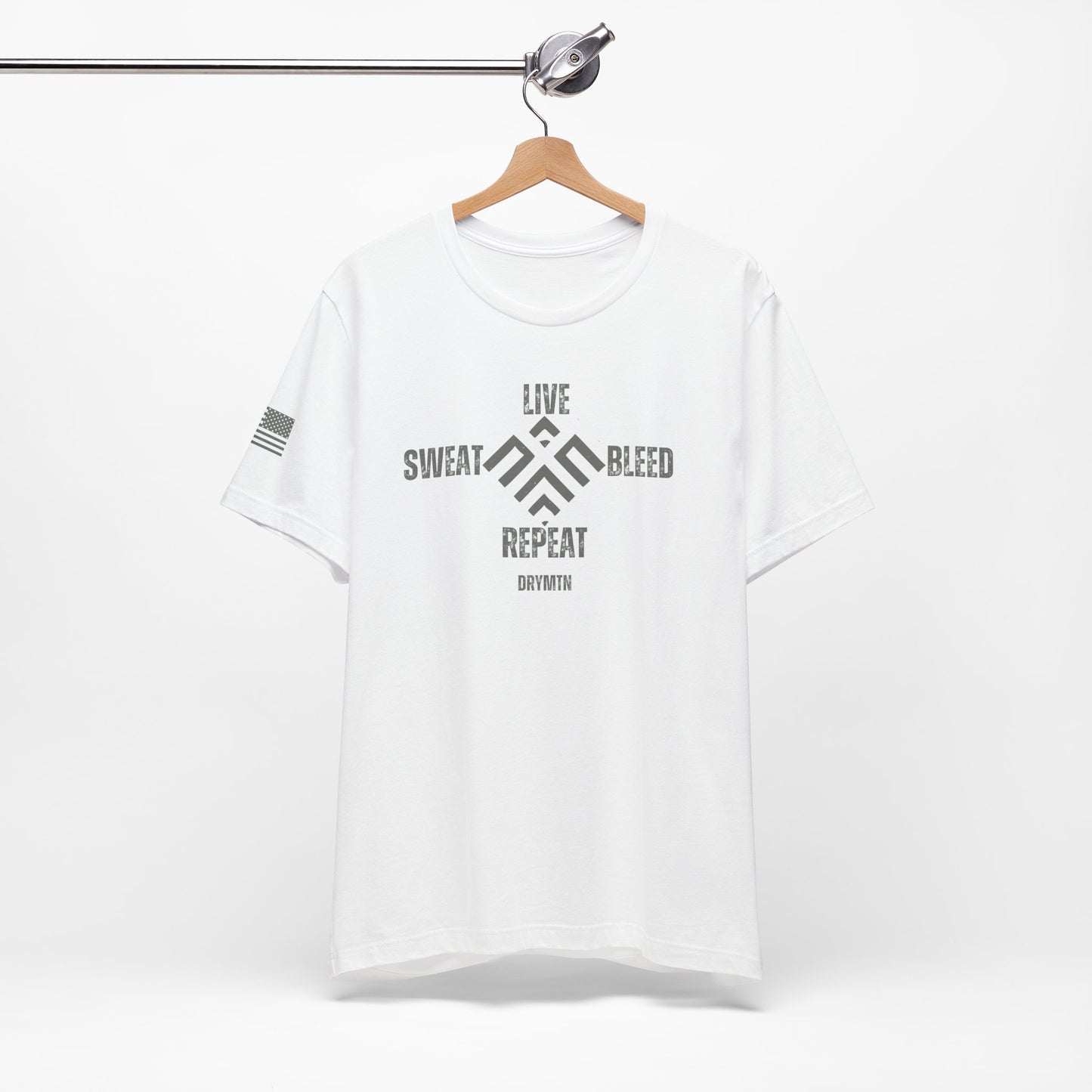 DryMtn Live. Sweat. Bleed. Repeat. Performance Jersey T-Shirt. Designed for Athletes, Hunters & Outdoor Warriors