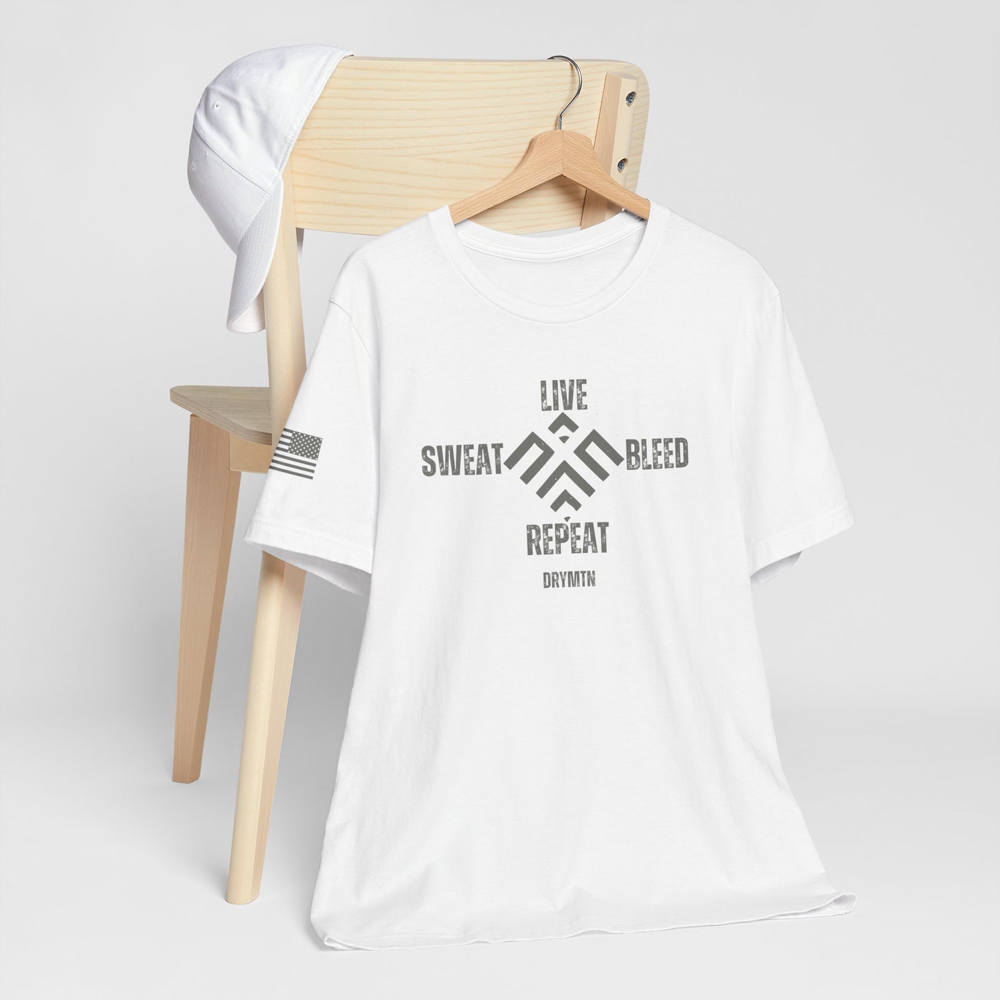 DryMtn Live. Sweat. Bleed. Repeat. Performance Jersey T-Shirt. Designed for Athletes, Hunters & Outdoor Warriors