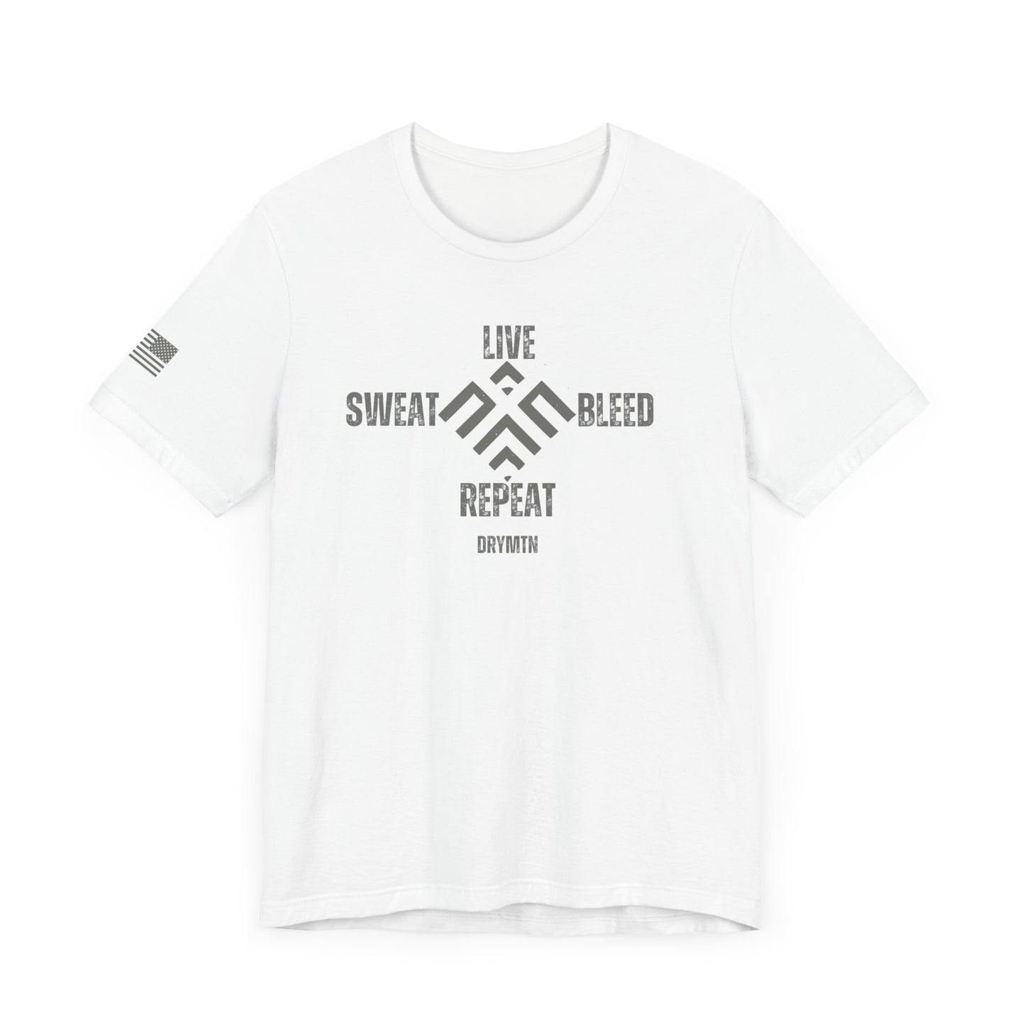 DryMtn Live. Sweat. Bleed. Repeat. Performance Jersey T-Shirt. Designed for Athletes, Hunters & Outdoor Warriors