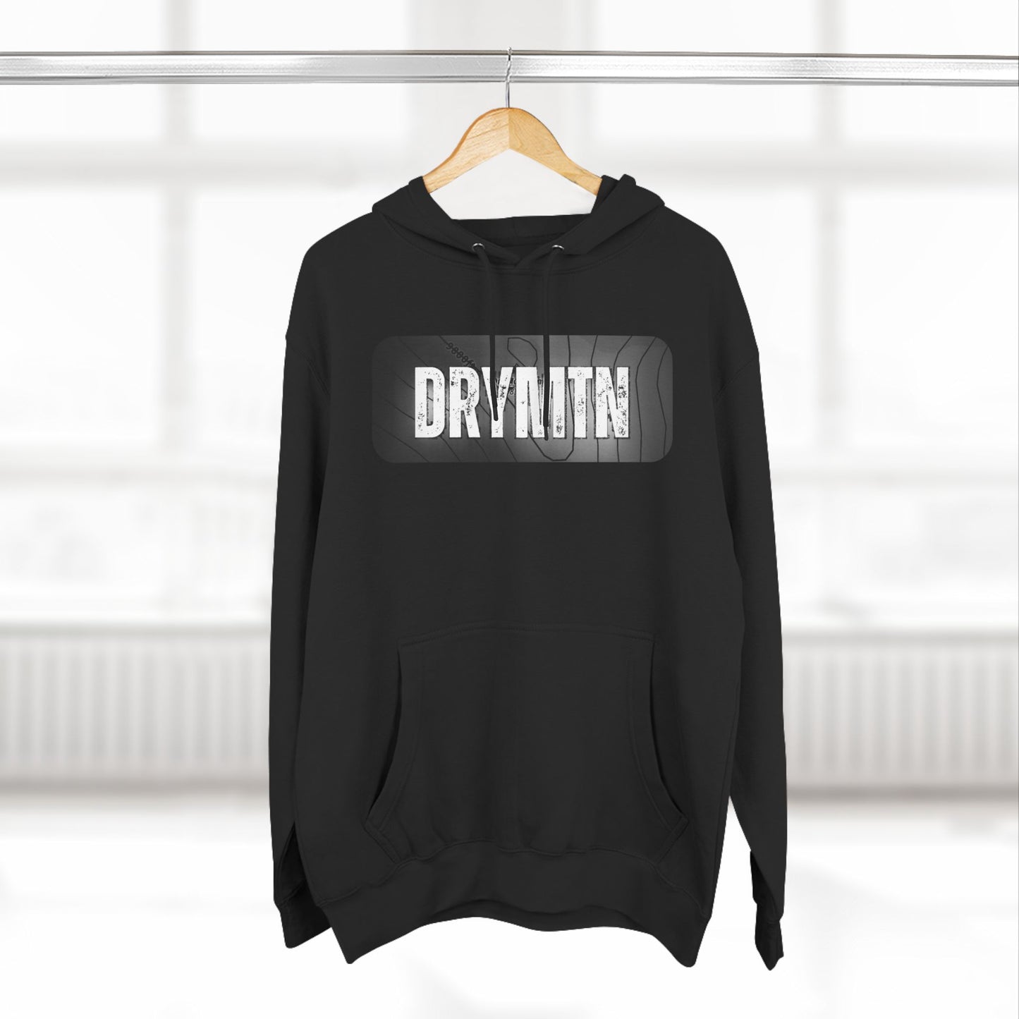 Fleece Hoodie Topographic Mountain Design