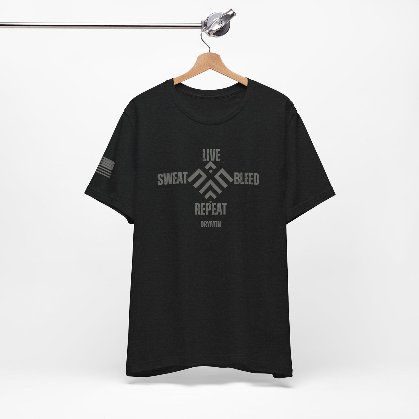 DryMtn Live. Sweat. Bleed. Repeat. Performance Jersey T-Shirt. Designed for Athletes, Hunters & Outdoor Warriors