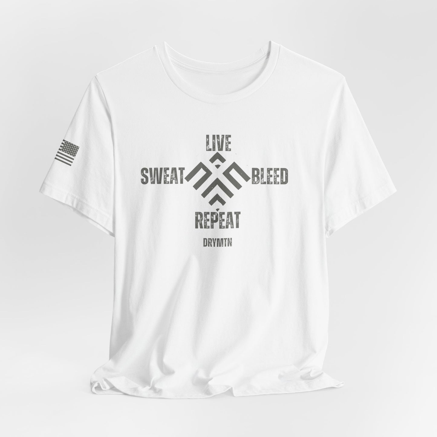 DryMtn Live. Sweat. Bleed. Repeat. Performance Jersey T-Shirt. Designed for Athletes, Hunters & Outdoor Warriors