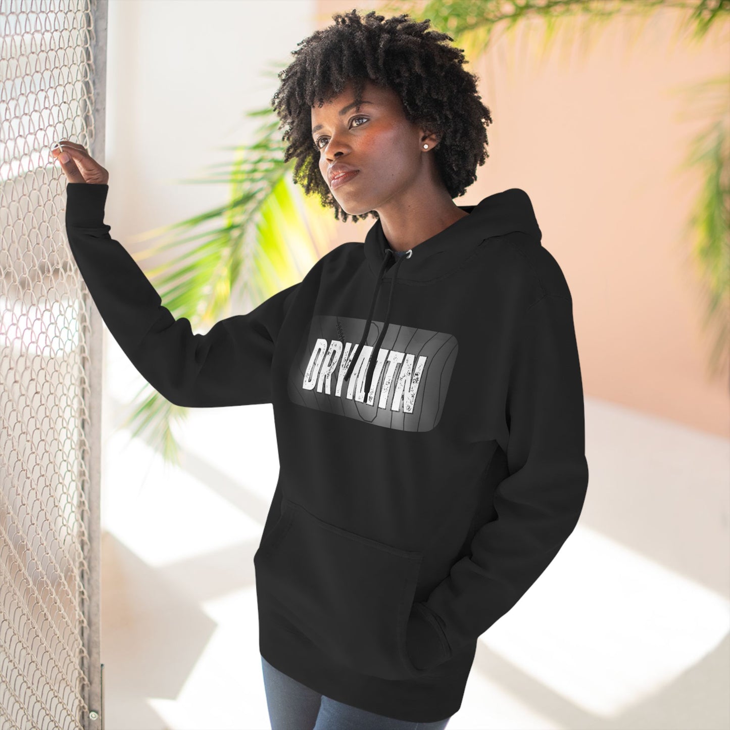 Fleece Hoodie Topographic Mountain Design