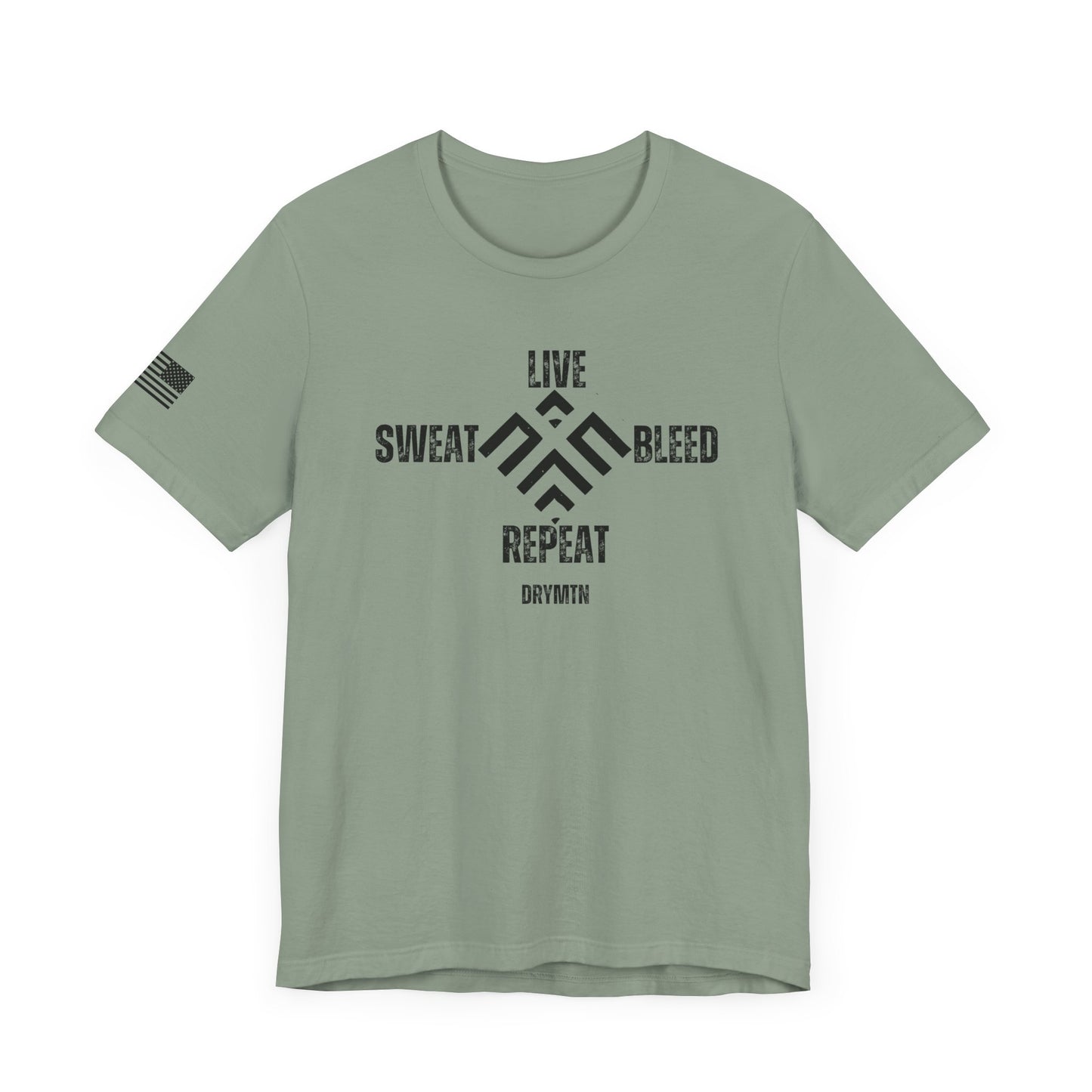 DryMtn Live. Sweat. Bleed. Repeat. Performance Jersey T-Shirt. Designed for Athletes, Hunters & Outdoor Warriors
