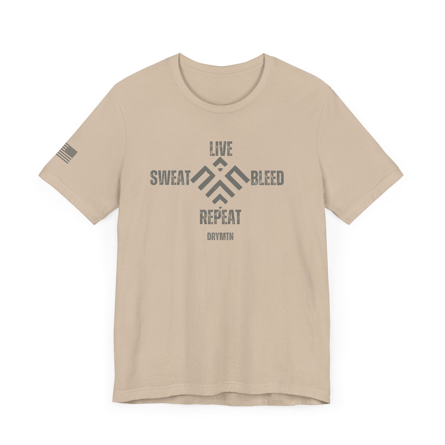 DryMtn Live. Sweat. Bleed. Repeat. Performance Jersey T-Shirt. Designed for Athletes, Hunters & Outdoor Warriors